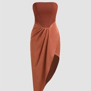 Cider Strapless Terracotta Dress
